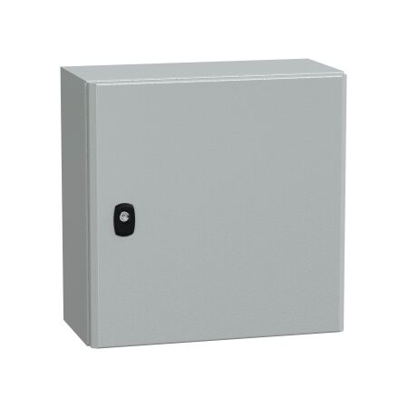 Spacial S3D, Wall mounted steel enclosure, plain door, with mounting plate, 400x400x200mm, IP66, IK10