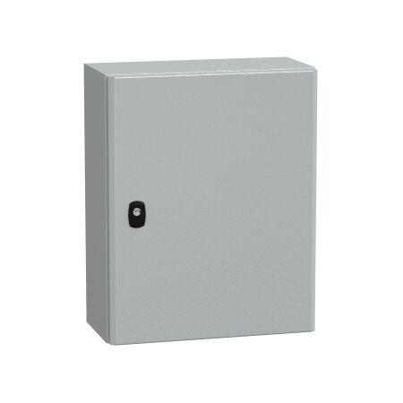Spacial S3D, Wall mounted steel enclosure, plain door, with mounting plate, 500x400x200mm, IP66, IK10