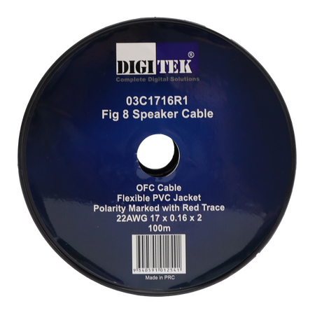 Digitek 17 Strand/0.16mm Clear Jacket Speaker Cable 100m Reel - AWG22 - 03C1716R1