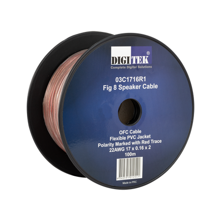 Digitek 17 Strand/0.16mm Clear Jacket Speaker Cable 100m Reel - AWG22 - 03C1716R1