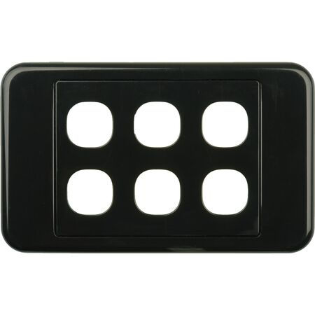 Digitek 6 Gang Wallplate (No Mech) - Black - 05DWP06BK