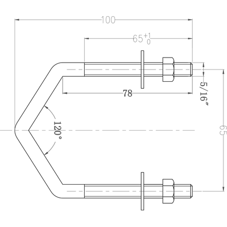 Digitek U Bolt Med 100mm x 8mm Nut & Washer - 14KUBM