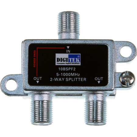 Digitek 2 Way 5-1000MHz F Type Splitter - 1 Leg Power Pass - 10BSPF2