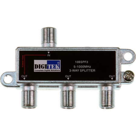 Digitek 3 Way 5-1000MHz F Type Splitter - 1 Leg Power Pass - 10BSPF3