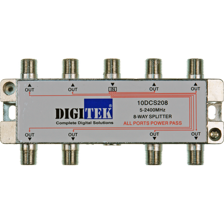 Digitek 8 Way 5-2400MHZ F Type Splitter - All Leg Power Pass - 10DCS208