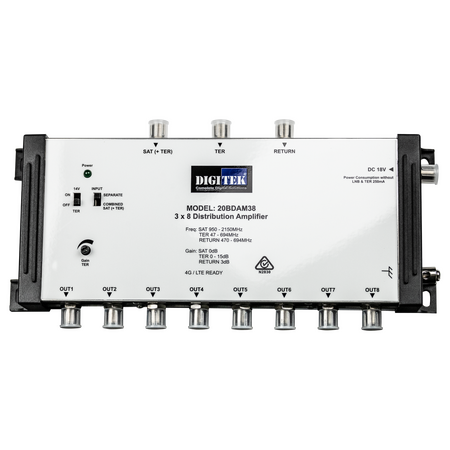 Digitek 3 Input 8 Way Distribution Amp - 20BDAM38