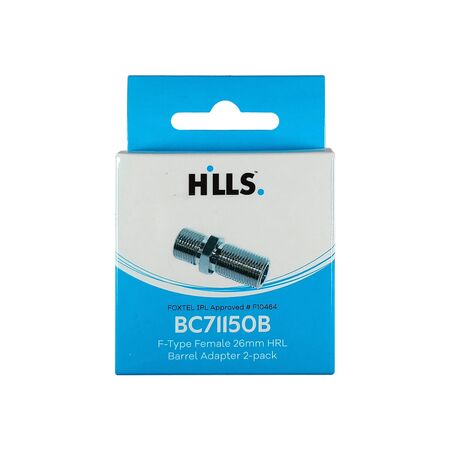 Hills Antenna BC71150B F-Type Female to Female Barrel High Return Loss Adaptor 2-Pack in Box - BC71150B