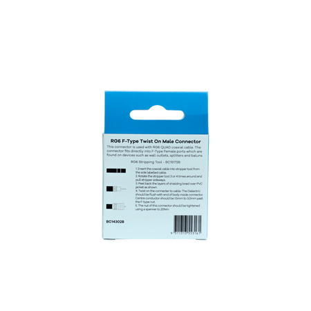 Hills Antenna BC14302B RG6 F-Type Twist Connector 10-Pack in Box - BC14302B