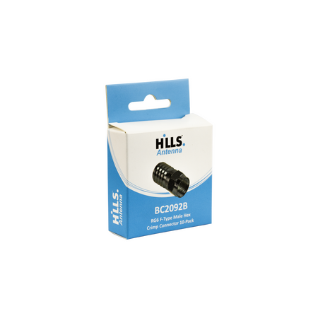 Hills Antenna BC2092B RG6 F-Type Hex Crimp Connector 10-Pack in Box - BC2092B