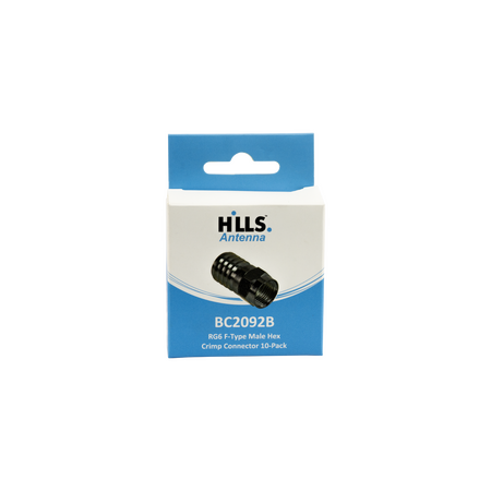 Hills Antenna BC2092B RG6 F-Type Hex Crimp Connector 10-Pack in Box - BC2092B