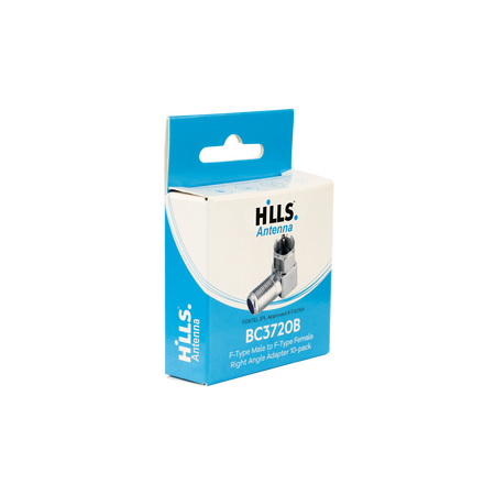 Hills Antenna BC3720B F-Type Male to Female Right Angle Adaptor 10-Pack in Box - BC3720B