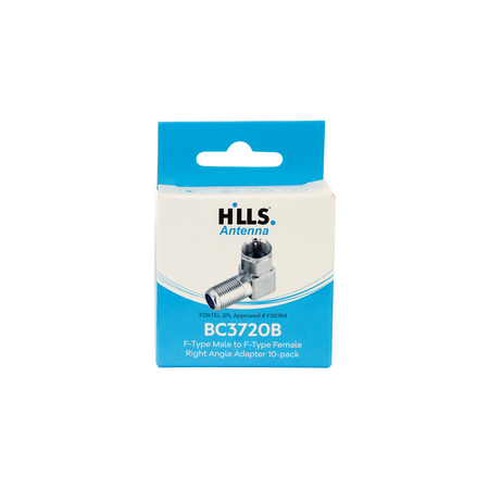 Hills Antenna BC3720B F-Type Male to Female Right Angle Adaptor 10-Pack in Box - BC3720B