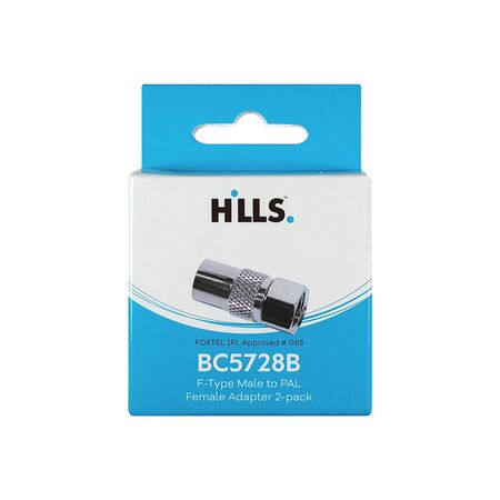 Hills Antenna BC5728B F-Type Male to PAL Female Adaptor 2-Pack in Box - BC5728B