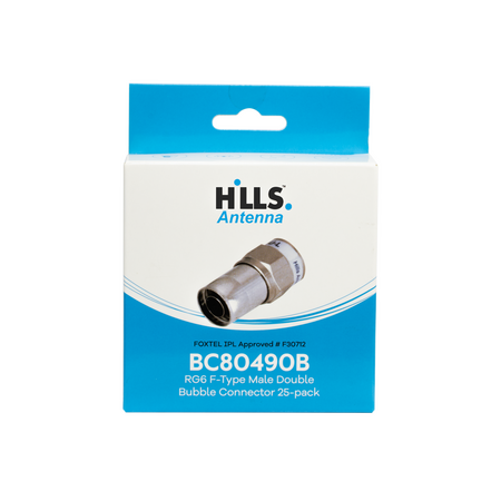 Hills  Antenna BC80490B  RG6 F-TYPE Double Bubble 25 Pack Box - BC80490B