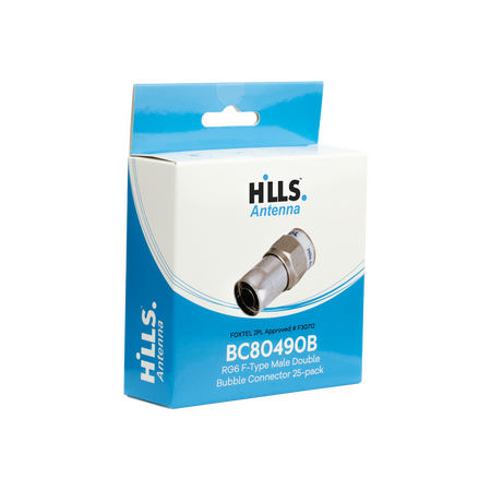 Hills  Antenna BC80490B  RG6 F-TYPE Double Bubble 25 Pack Box - BC80490B