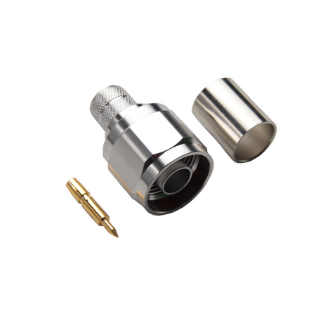 Hills Antenna N Connector Male HEX Crimp for LL400 Cable - White Bronze Tri Metal Albaloy Body - BC85272
