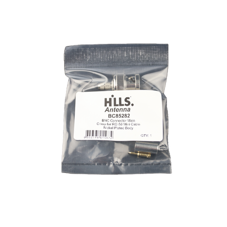 Hills Antenna BNC Connector Male Crimp for RG-58 Mini Cable - Nickel Plated Body - BC85282
