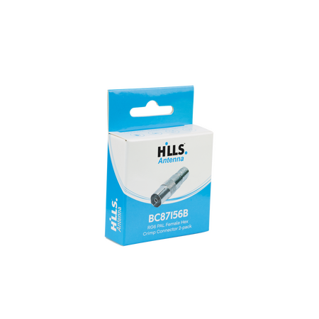 Hills Antenna BC87156B RG6 PAL Female Hex Crimp Connector 2-Pack in Box - BC87156B