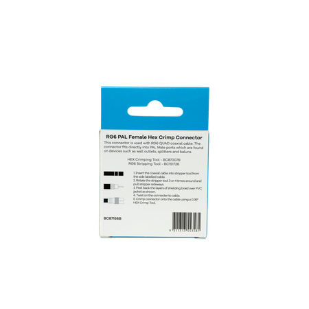 Hills Antenna BC87156B RG6 PAL Female Hex Crimp Connector 2-Pack in Box - BC87156B