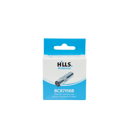 Hills Antenna BC87156B RG6 PAL Female Hex Crimp Connector 2-Pack in Box - BC87156B