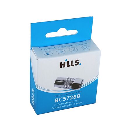 Hills Antenna BC5728B F-Type Male to PAL Female Adaptor 2-Pack in Box - BC5728B