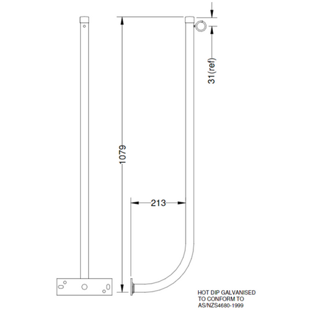 Hills Antenna FB607024A 1000mm Pig Tail Fascia Riser - FB607024A