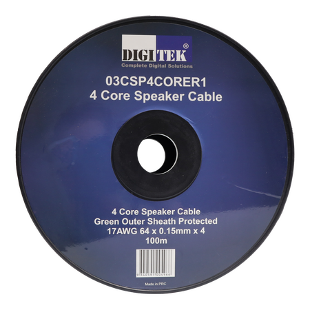 Digitek 4 Core 64 Strand/0.15mm Green Speaker Cable 100m Reel - 03CSP4CORER1