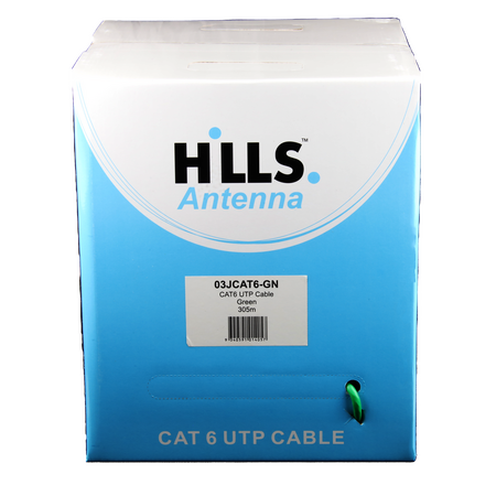 Hills Antenna 4 Pair CAT6 UTP LAN Cable 305M Box - Green - 03JCAT6-GN