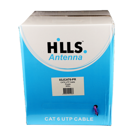 Hills Antenna 4 Pair CAT6 UTP LAN Cable 305M Box - Purple - 03JCAT6-PR