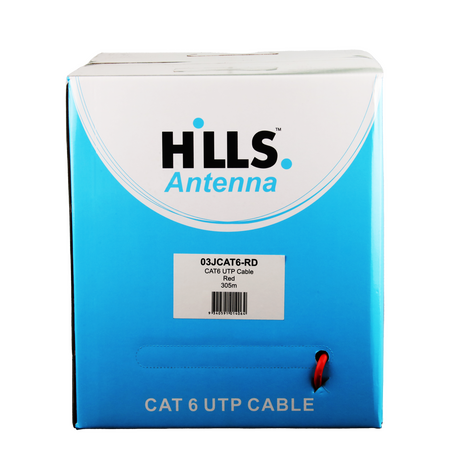 Hills Antenna 4 Pair CAT6 UTP LAN Cable 305M Box - Red - 03JCAT6-RD