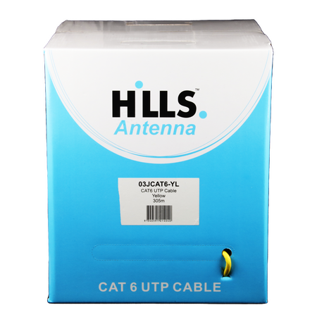 Hills Antenna 4 Pair CAT6 UTP LAN Cable 305M Box - Yellow - 03JCAT6-YL