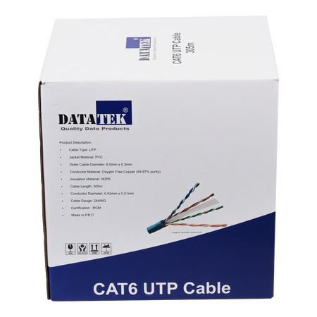 Datatek CAT6 UTP 24AWG Cable Yellow - 305m Box - 03JDCAT6YL