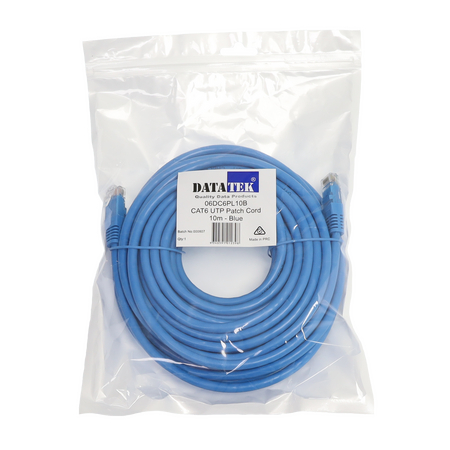 Datatek 10M CAT6 UTP Patch Lead - 06DC6PL10B