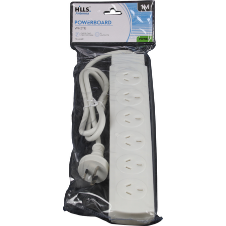 Hills Antenna 6 Way Power Board with Overload Protection - White - 09HPB-6 WE