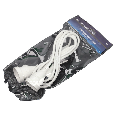 Hills Antenna 1.8M Dual Socket Y Power Extension Lead - White - 09HPL3-Y L