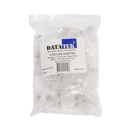 Datatek RJ45 8P8C CAT6 Open Pass Modular Plug - 12IDC6RJ458P8C