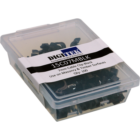 Digitek 7mm Cable Clip 100 Pack - Black - 15C07MBLK