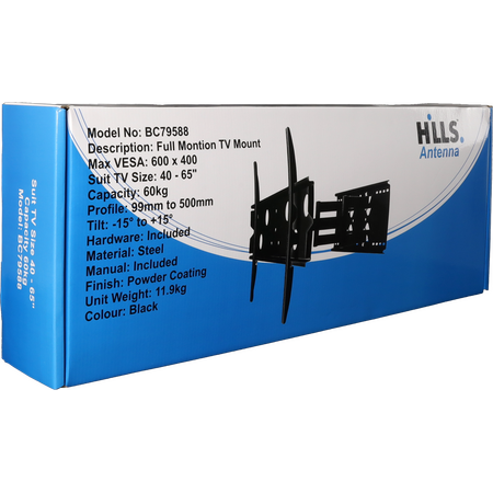 Hills Antenna BC79588 Double Arm Full Motion TV Mount - 40" - 65" - BC79588