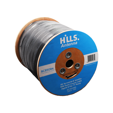 Hills Antenna BC85084 RG6 FTA/SAT Quad Shield 305m Reel - BC85084