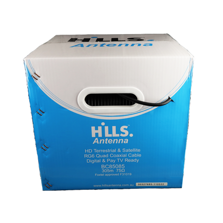 Hills Antenna BC85085 RG6 FTA/SAT Quad Shield 305m Box - BC85085