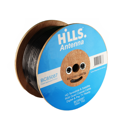 Hills Antenna BC85087 RG6 FTA/SAT Quad Shield 100m Reel - BC85087