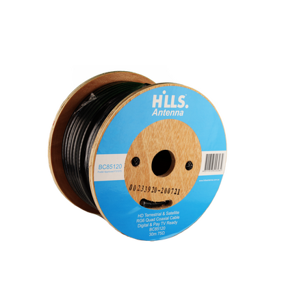 Hills Antenna BC85120 RG6 FTA/SAT Quad Shield 30m Reel - BC85120