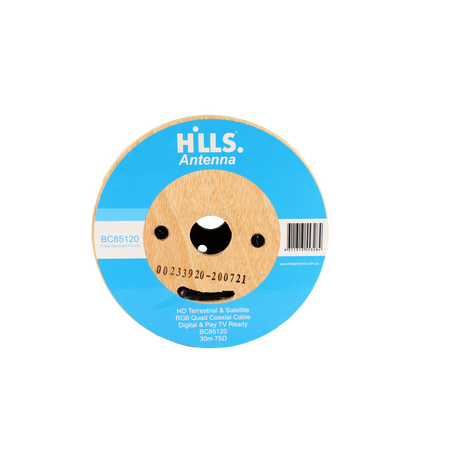 Hills Antenna BC85120 RG6 FTA/SAT Quad Shield 30m Reel - BC85120
