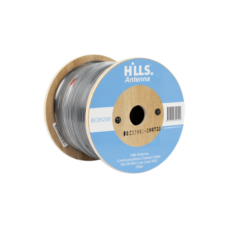 Hills Antenna High Quality 50 Ohm RG58 Mini Low Loss Coaxial Cable - 100M Roll - BC85208
