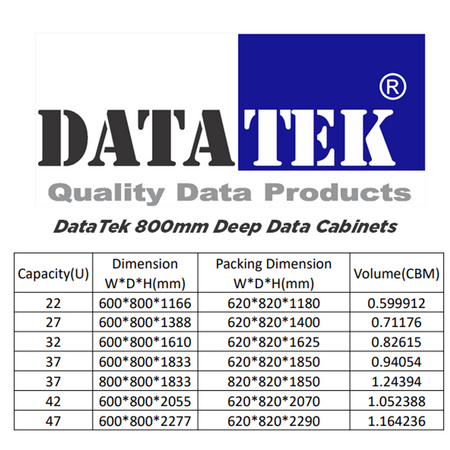 Datatek 45U 800mm Deep Data Cabinet - FPS Series - 24A45R68FPS