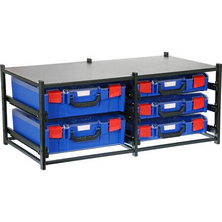 Dual Frame assembled c/w 2 Large  + 3 Small PC lid Cases- Blue - 33SFD2L3SA-BL