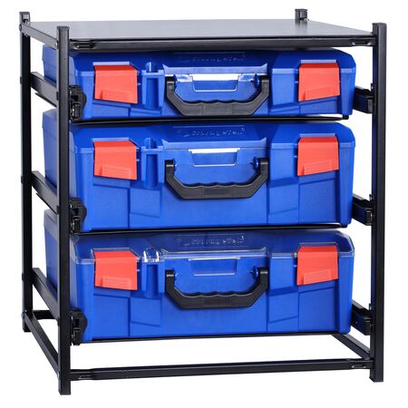 2 Large Drawer Frame + 1 Small Drawer Assembled c/w PC Lid Cases- Blue Blue Cases - 33SFS2L1SA-BL