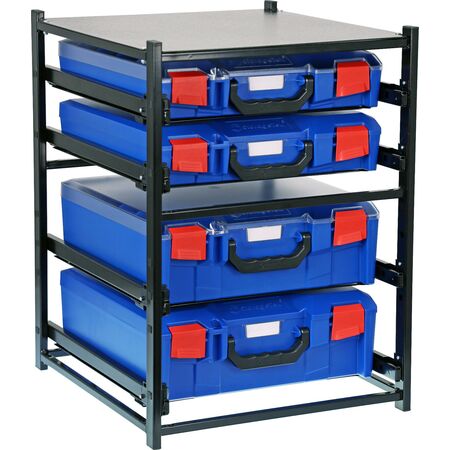 2 Large Drawer Frame + 2 Small Drawer Assembled c/w PC Lid Cases- Blue Blue Cases - 33SFS2L2SA-BL