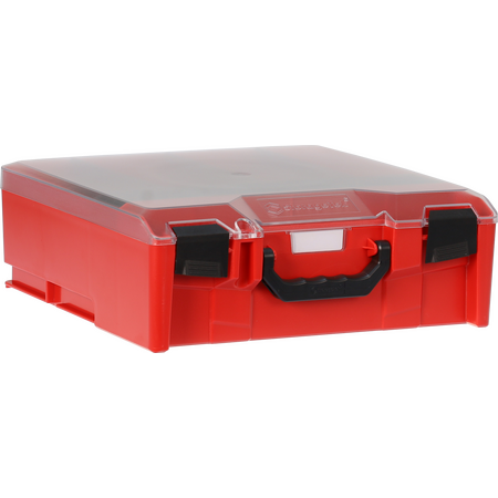 StorageTek Case Large Clear PC Lid c/w dividers-Red with Black Clasps - 33STLC-RD