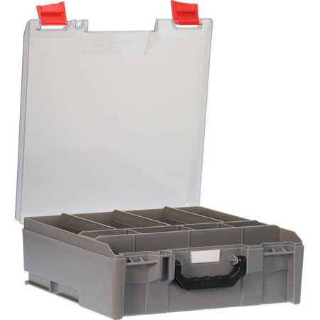 StorageTek Case Large Clear Lid PC c/w dividers-Grey - 33STLC-GY